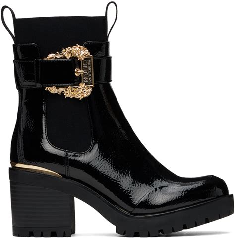 black versace ankle boots|Versace thigh high boots.